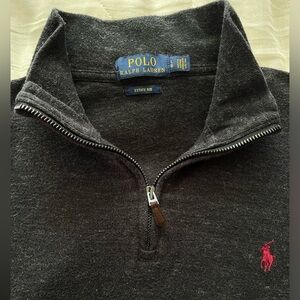 Polo Ralph Lauren - Estate Rib Quarter Zip Pullover - Dark Grey Heather (Large)
